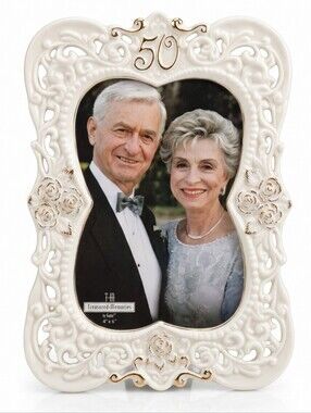 Ganz Treasured Memories 50th Anniversary 4x6 Gold Floral Picture Frame